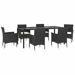 Avis Salle à dîner de jardin 7 pcs,Table et chaise à manger Noir Résine tressée -MN36225