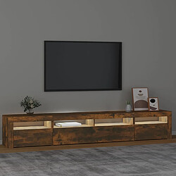 Avis Maison Chic Meubles TV avec lumières LED - Banc TV pour salon Chêne fumé 240x35x40 cm -MN28615