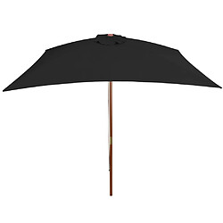 Helloshop26 Parasol d'extérieur avec mât 200 x 300 cm bois noir 02_0008258