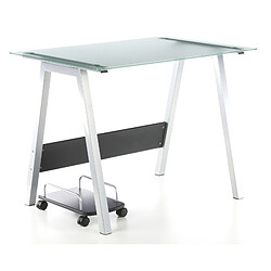 Avis Table informatique DELPHI, verre satiné / argent hjh OFFICE