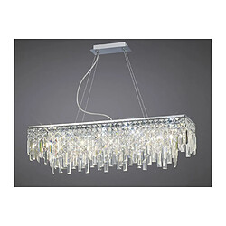 Luminaire Center Suspension Maddison Rectangular 6 Ampoules chrome poli/cristal