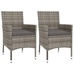 Acheter Salle à manger de jardin 3 pcs,Table et chaise à dîner avec coussins Gris -MN89158