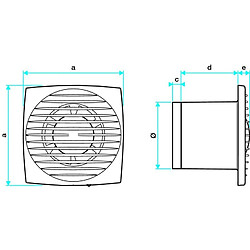 Extracteur d'air design 125 H - Aldes 11022306 avec déclcenchement par hygrostat pour taux d'humidité