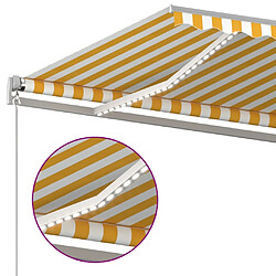 Acheter Maison Chic Auvent automatique de porte,store banne,Marquise Brise-soleil avec capteur de vent LED 4x3m Jaune et blanc -GKD74466