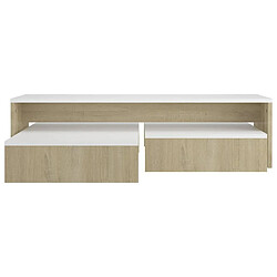 Maison Chic Ensemble tables basses gigognes,Table Console pour salon Blanc et chêne 100x100x26,5 cm -MN25100 pas cher