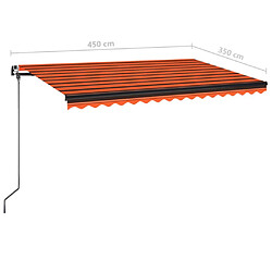 vidaXL Auvent manuel rétractable avec LED 450x350 cm Orange et marron pas cher