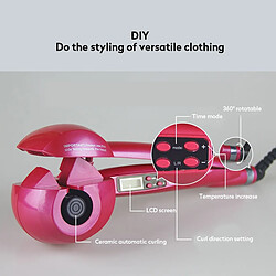 Avis Universal Nouveaux cheveux à cristaux liquides automatiques boucles magiques boucles ondulées femmes accessoires de cheveux outils en céramique chauffant anti-perm boucles ruban métrique | fer à friser (rose)