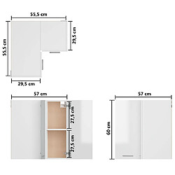 vidaXL Armoire d'angle suspendue Blanc brillant Bois d’ingénierie pas cher