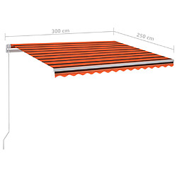 vidaXL Auvent manuel rétractable avec LED 300x250 cm Orange et marron pas cher