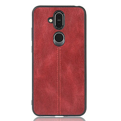 Wewoo Coque Pour Nokia 8.1 / X7 antichoc couture peau de vache motif PC + PU + TPU rouge