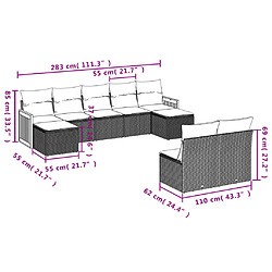 Avis Maison Chic Salon de jardin avec coussins 9 pcs | Ensemble de Table et chaises | Mobilier d'Extérieur beige résine tressée -GKD73237