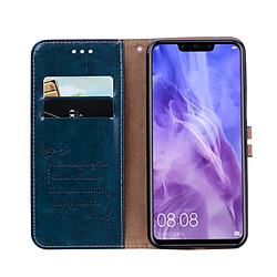 Wewoo Etui à rabat horizontal en cuir de style business à texture cire pour Huawei Nova 3i & P smart Plus, avec support et fentes pour cartes et porte-monnaie (bleu) pas cher