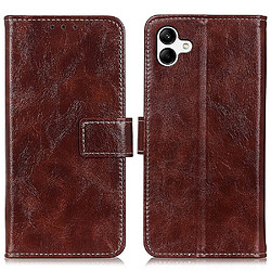 Etui en PU texture rétro crazy horse avec support pour votre Samsung Galaxy A04 4G (164.4 x 76.3 x 9.1 mm) - marron