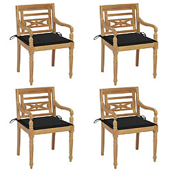 vidaXL Chaises Batavia avec coussins lot de 4 Bois de teck solide