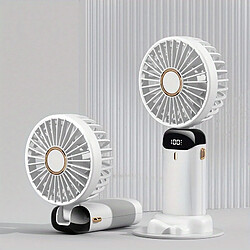 (Blanc) Mini Ventilateur Portable 1pc, Ventilateur Portatif Mini Ventilateur Personnel USB Rechargeable Avec 5 Vitesses, 90 Mini Ventilateur Pliable À Piles Avec Affichage LED