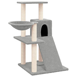 Helloshop26 Arbre à chat meuble tour grimper jouet grattage grattoir escalade plateforme avec griffoirs en sisal clair 82 cm gris 02_0022616