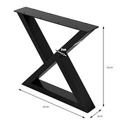 Avis ML DESIGN MODERN LIVING 2 Pieds de table métal type X industiel piètement de meuble DIY noir 43x6x40 cm