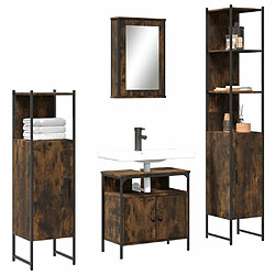 Maison Chic Armoire de Bain | Ensemble de 4 meubles salle de bain Chêne fumé Bois -GKD43307