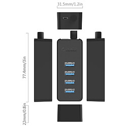 Avis Wewoo Hub USB 3.0 noir 4-Port USB 3.0 Bureau avec 30cm Câble Micro USB Alimentation