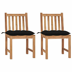 Maison Chic Lot de 2 Chaises de jardin avec coussins | Fauteuil chaises d'extérieur Bois de teck massif -GKD11092