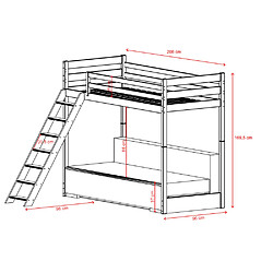 Kids Literie LIT MEZZANINE ET CANAPE SAFINO 90 x 200 / 140 x 200 Blanc - gris pas cher