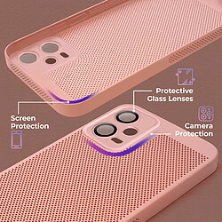 Moozy VentiGuard Coque de téléphone pour Xiaomi Redmi Note 12 Pro 5G, Rose Pastel - Housse Respirante avec Motif Perforé pour Circulation de l'Air, Ventilation, Anti-Surchauffe