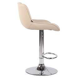 Avis Decoshop26 Tabouret de bar chaise haute x1 en PVC crème coutures verticales support en métal chromé 10_0005094