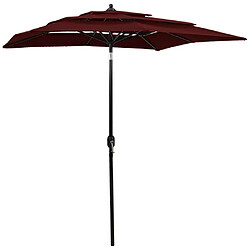 ComfortXL Parasol à 3 Niveaux Avec Mât En Aluminium Bordeaux 2x2 M