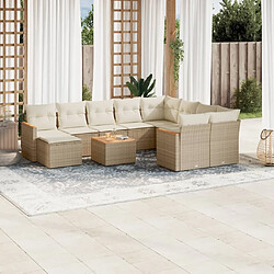 Maison Chic Salon de jardin 11 pcs avec coussins | Ensemble de Table et chaises | Mobilier d'Extérieur beige résine tressée -GKD16055