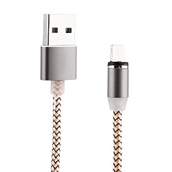 Wewoo Câble or pour iPhone X / 8 & 8 Plus / 7 & 7 Plus / 6 & 6s & 6 Plus & 6s Plus / iPad Rotation de 360 degrés 1m Weave Style Lightning 8 broches à USB 2.0 de chargeur magnétique forte avec indicateur LED,