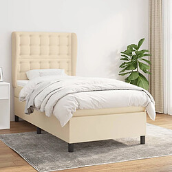 vidaXL Sommier à lattes de lit avec matelas Crème 80x200 cm Tissu