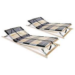 vidaXL Sommiers à lattes sans matelas 2 pcs avec 42 lattes 70x200 cm