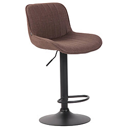 Decoshop26 Lot de 2 tabourets de bar chaises hautes en tissu marron coutures verticales support en métal noir 10_0004287