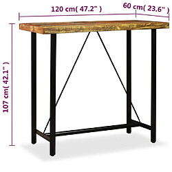 vidaXL Table de bar Bois massif de récupération 120x60x107 cm pas cher