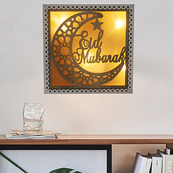 Eid Carré En Bois LED Lampe Table Maison Chevet Décor Lumières Musulmanes Style Blanc Chaud 4 pas cher