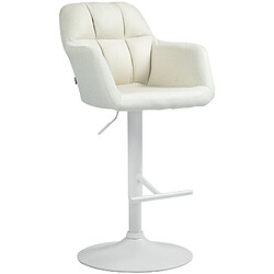 Non Tabouret de bar Natoma tissu blanc