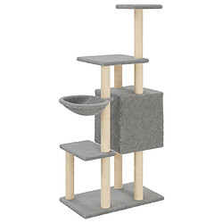 Acheter Helloshop26 Arbre à chat meuble tour grimper jouet grattage grattoir escalade plateforme avec griffoirs en sisal clair 131 cm gris 02_0022560