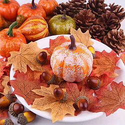 50 pièces feuilles d'érable artificielles d'automne, citrouilles de récolte, cône de pin, glands et feuilles d'érable, décoration de Table d'automne