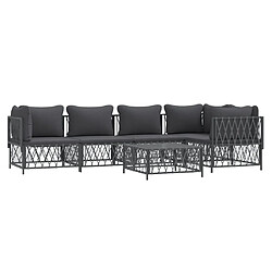 Avis Maison Chic Salon de jardin 6 pcs avec coussins - Table et chaises d'extérieur - Mobilier/Meubles de jardin Moderne anthracite acier -MN90022