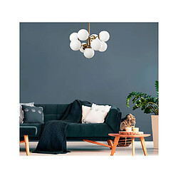 Vente-Unique Suspension en métal - 9 globes - H. 80 cm - Blanc et doré - MUDONI