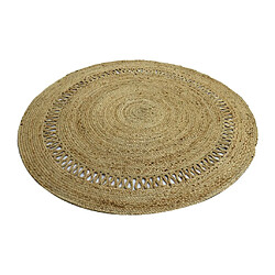 Vente-Unique Tapis rond ajouré 100% jute - D. 150 cm - Naturel - ALYA