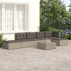 vidaXL Salon de jardin 6 pcs avec coussins Gris Résine tressée