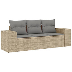 Maison Chic Salon de jardin avec coussins 3 pcs | Ensemble de Table et chaises | Mobilier d'Extérieur beige résine tressée -GKD77871