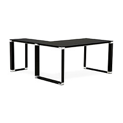 Mes Bureau d'angle 170x160x74 cm en verre noir - WARNY