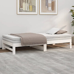 Avis vidaXL Lit coulissant sans matelas blanc 2x(75x190) cm