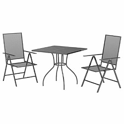 Avis Salle à manger de jardin 3 pcs,Table et chaise à dîner anthracite acier -MN92007