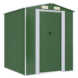 Helloshop26 Abri de jardin cabane cabanon maison de stockage remise extérieur hangar outils robuste 192 x 191 x 223 cm acier galvanisé vert 02_0022361