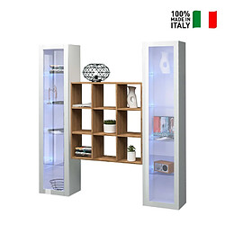 Ahd Amazing Home Design Bibliothèque suspendue en bois 2 vitrines colonnes blanc Vila WH