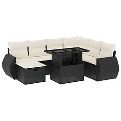 vidaXL Salon de jardin 8 pcs avec coussins noir résine tressée