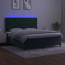 Acheter Maison Chic Lit adulte- Lit + matelas + LED,Sommier à lattes de lit matelas et LED Vert foncé 180x200 cm -GKD12993